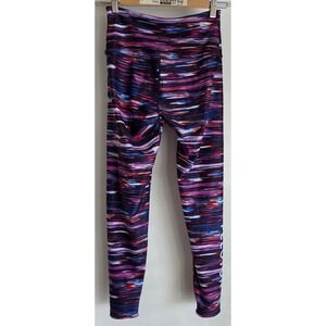 Peloton x WITH Womens High Rise Athletic Leggings Purple Blue Abstract Print